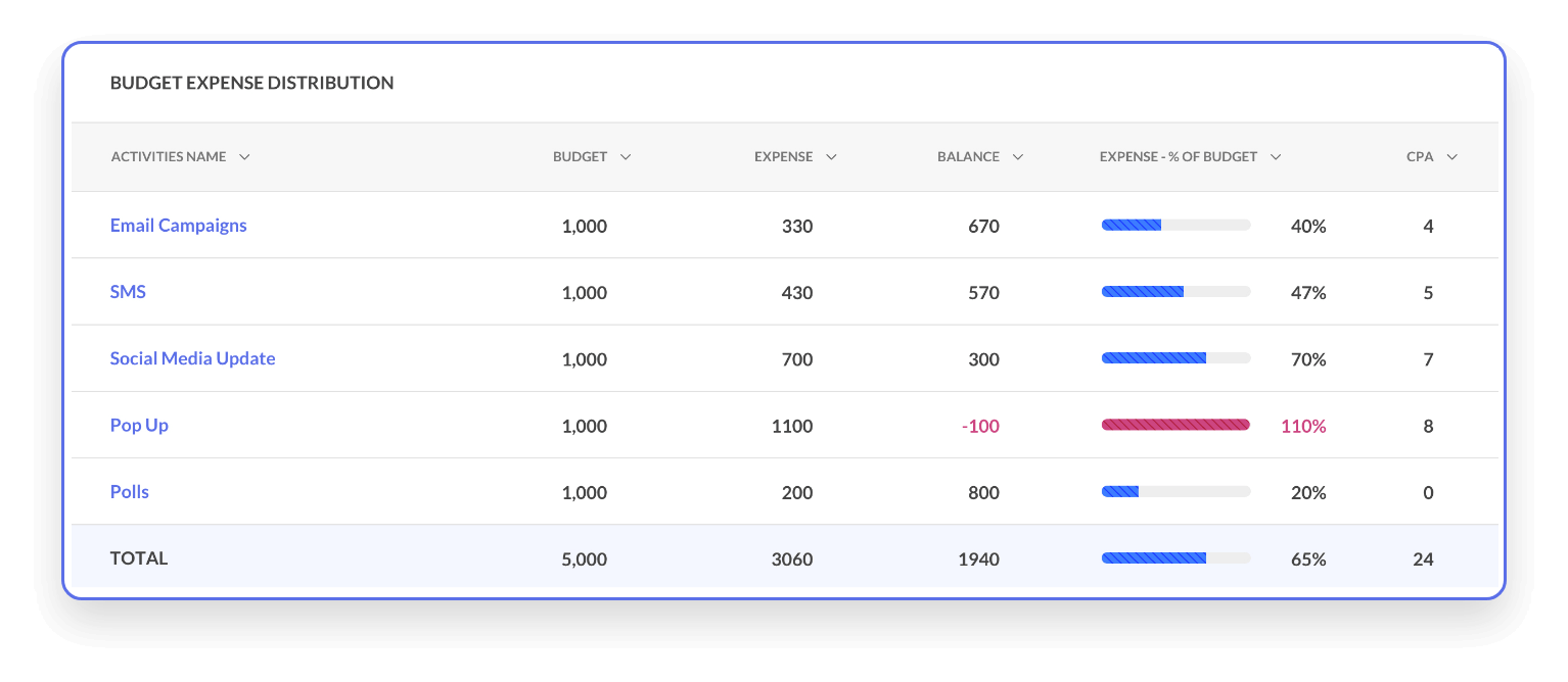 Track your budget and ROI