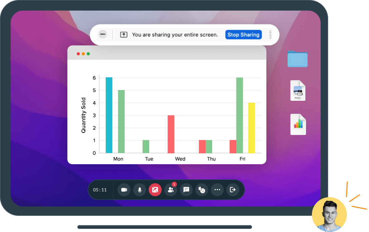 Compartir pantalla en una computadora de escritorio