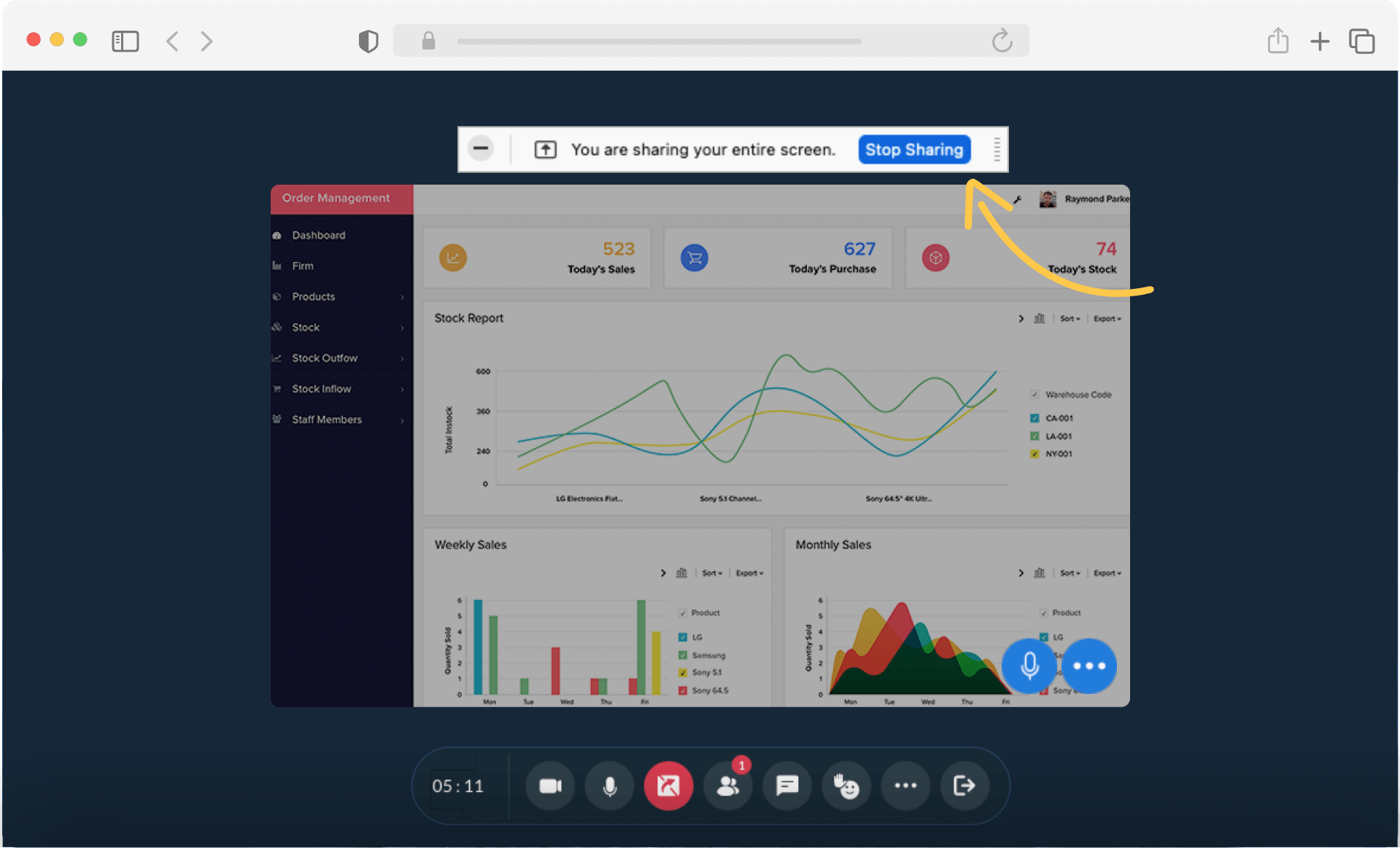 Dejar de compartir la pantalla en línea