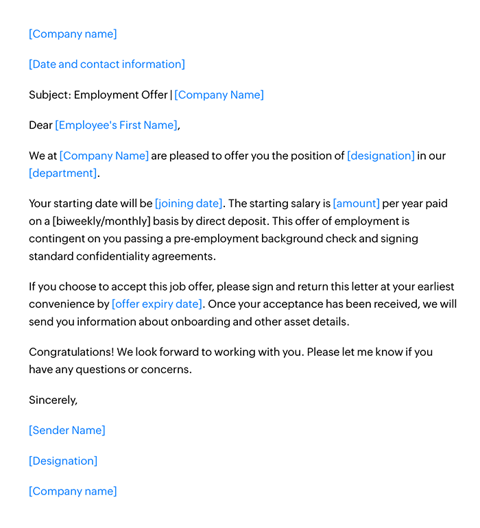 Free Offer Letter Generator Tool | Zoho Recruit