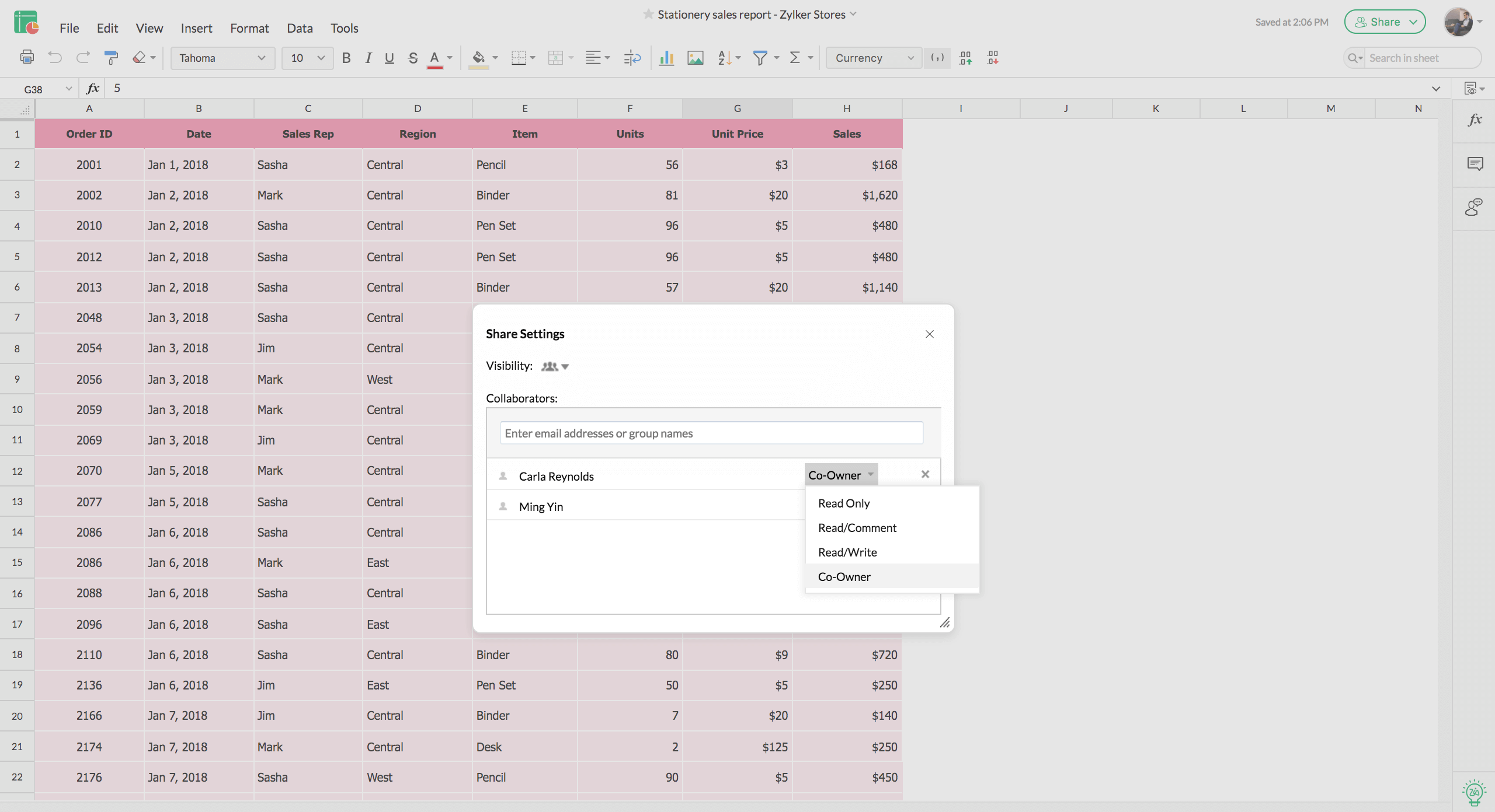 Software de planilhas online  Crie planilhas gratuitamente – Zoho Sheet