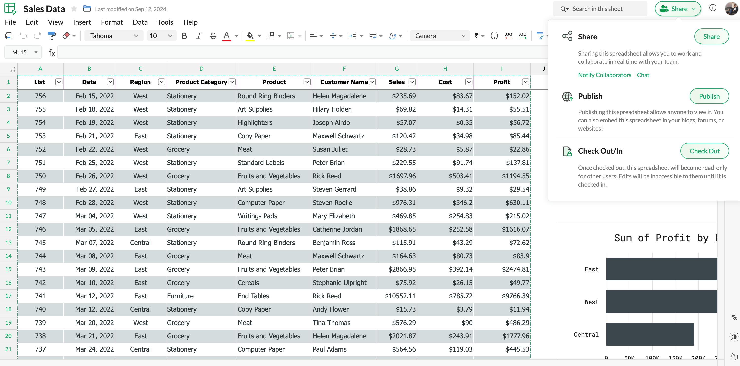 Illustration of Google Sheets collaboration control features, highlighting user permissions and actions.