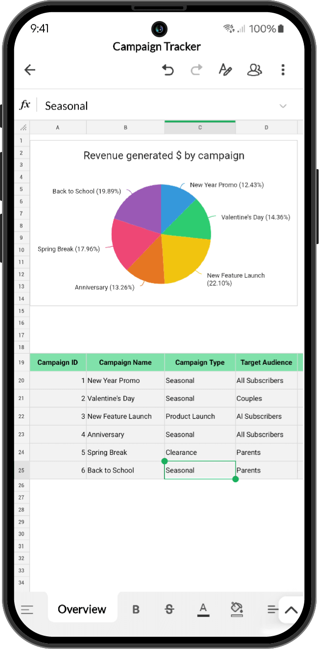 Zoho Sheet app interface