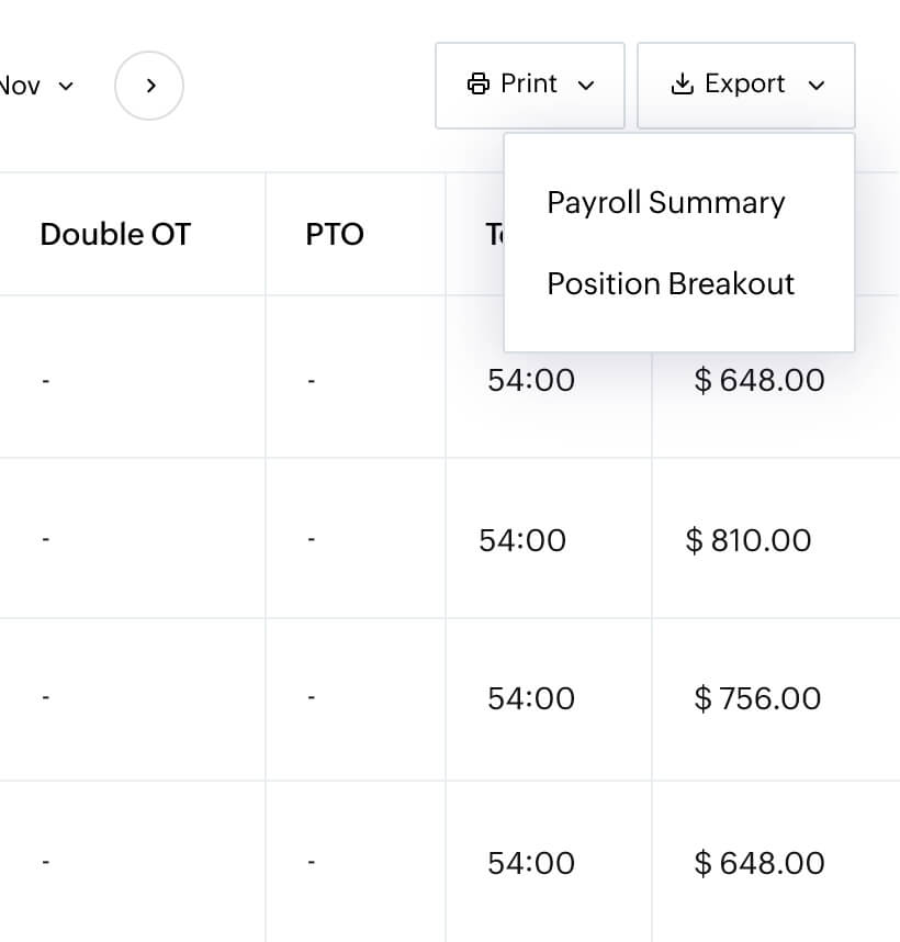 Exporting payroll data