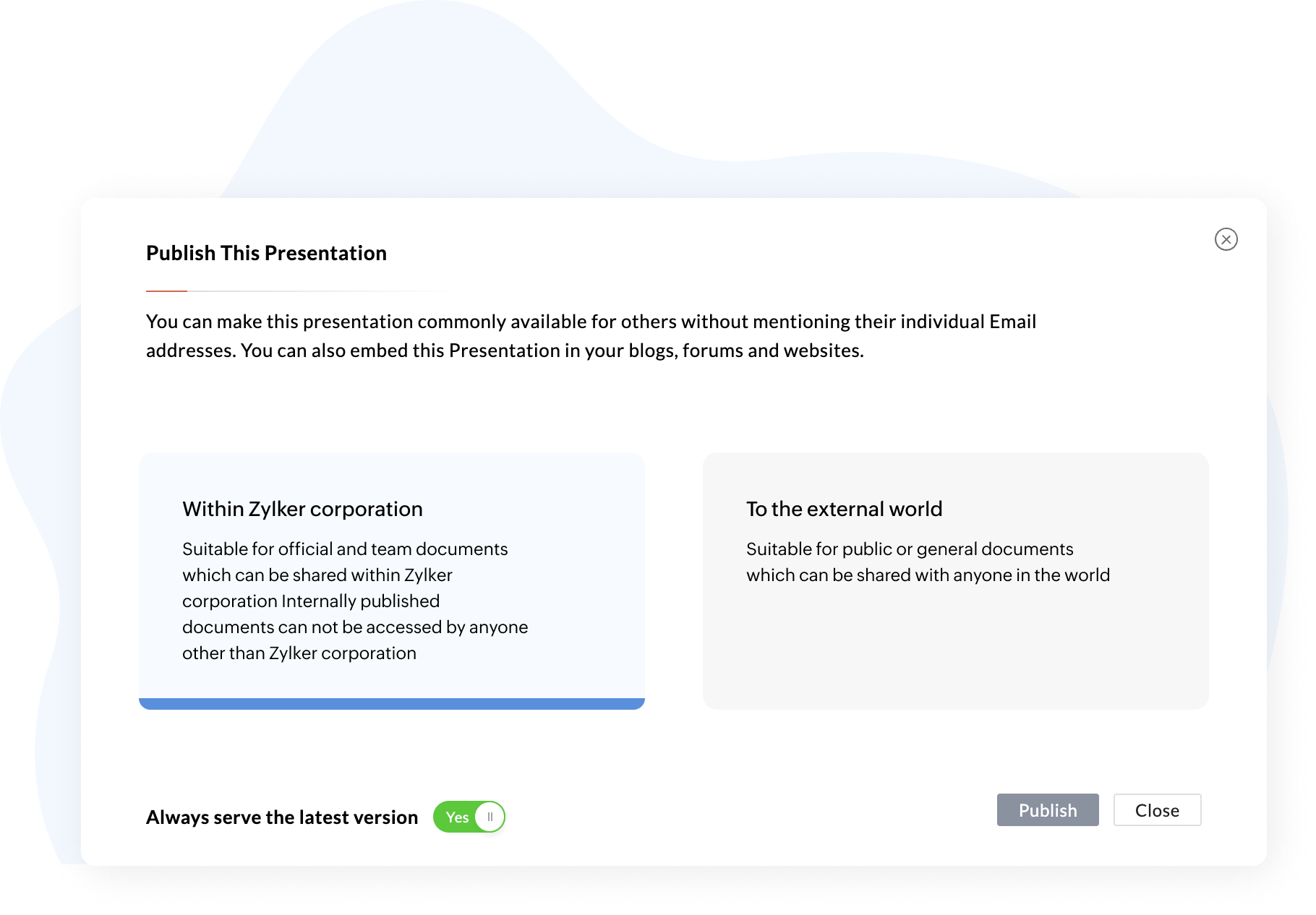 Publish files restrictions