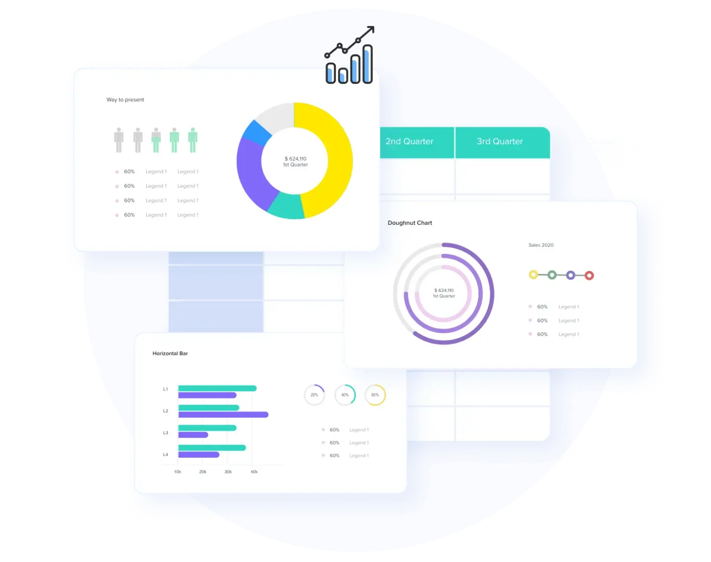 Zoho Show's financial template with charts and graphs