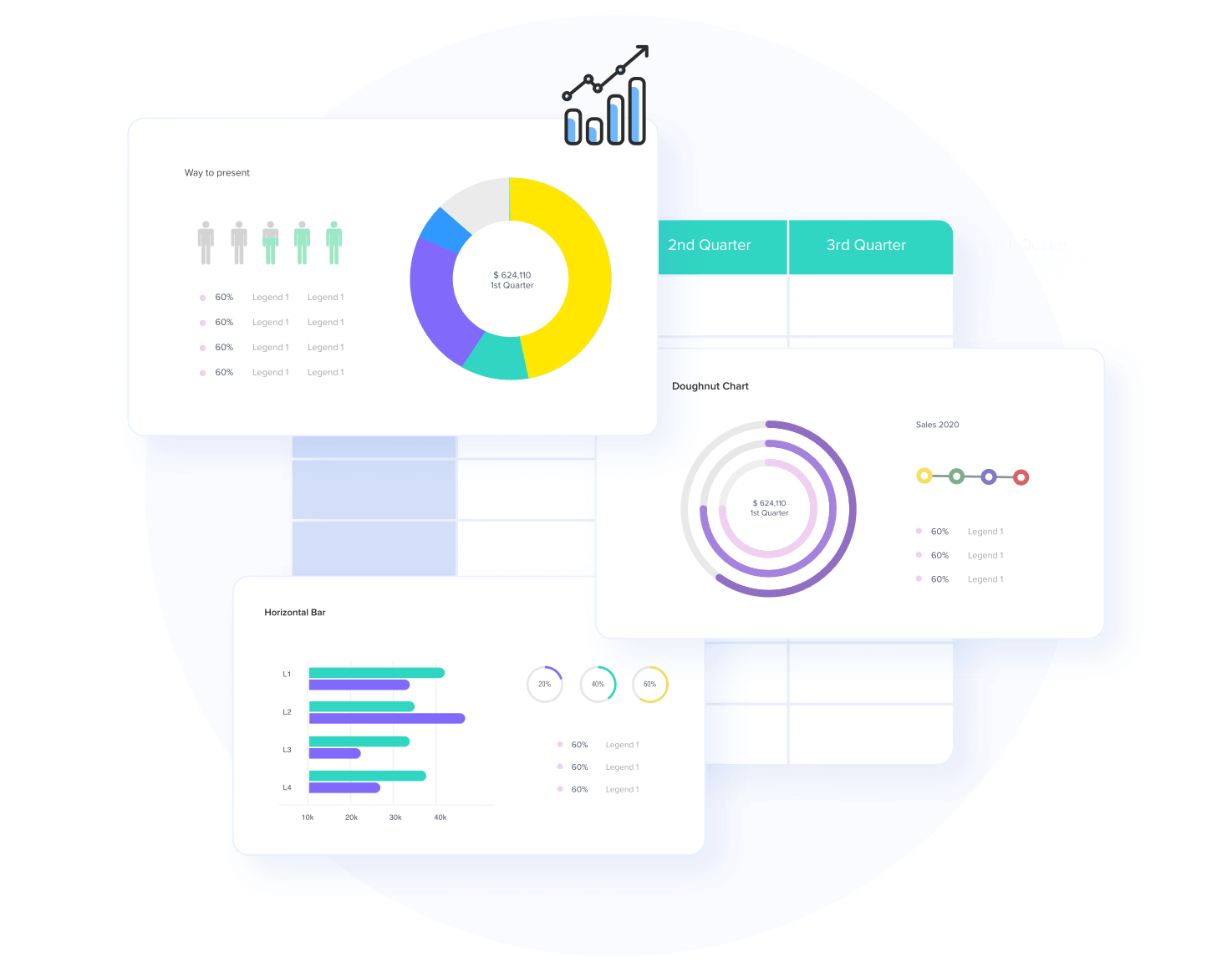 Zoho Show's financial template with charts and graphs