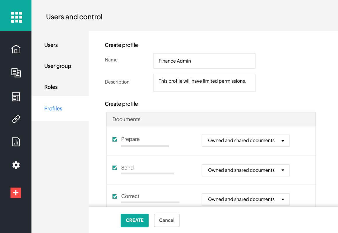 Create custom permission profiles