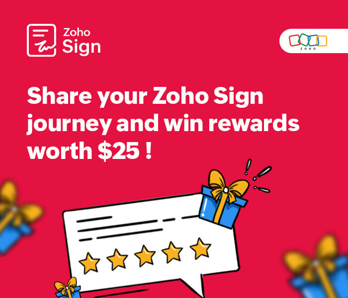 Share your Zoho Sign journey and win rewards worth $25!