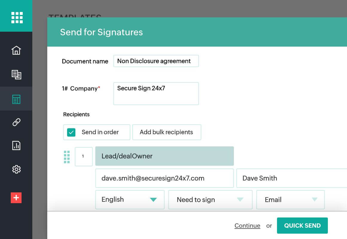 Streamlined signature process