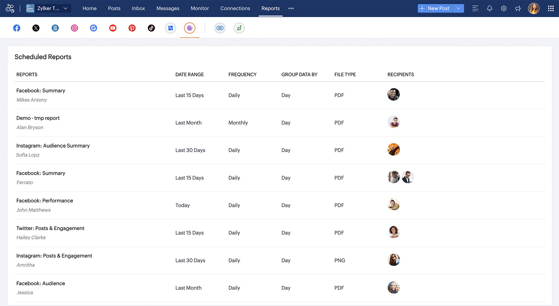 Personalice rangos de fechas para cada informe