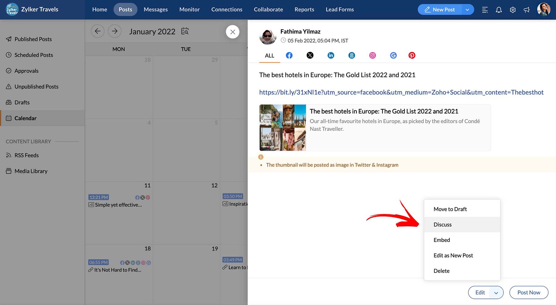 Social Media Publishing Calendar Zoho Social