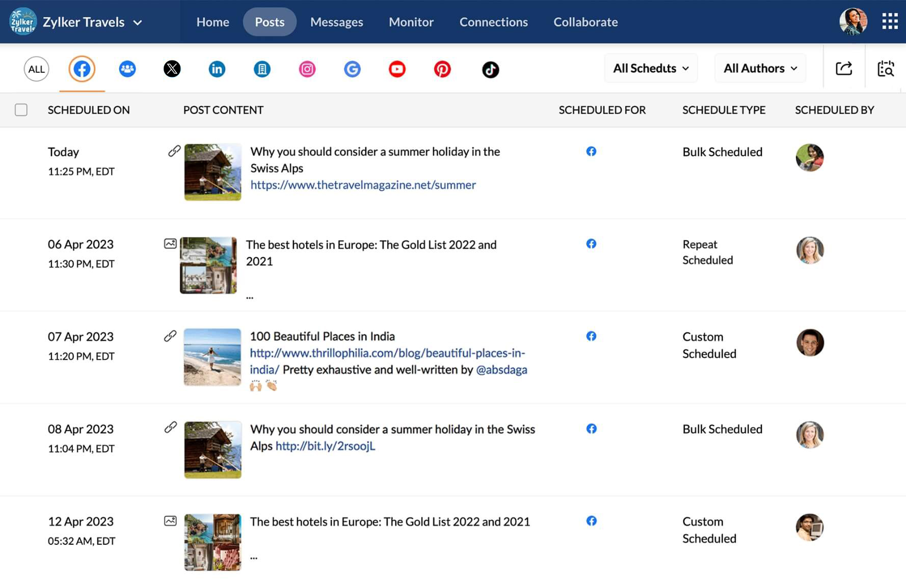 Schedule track dashboard