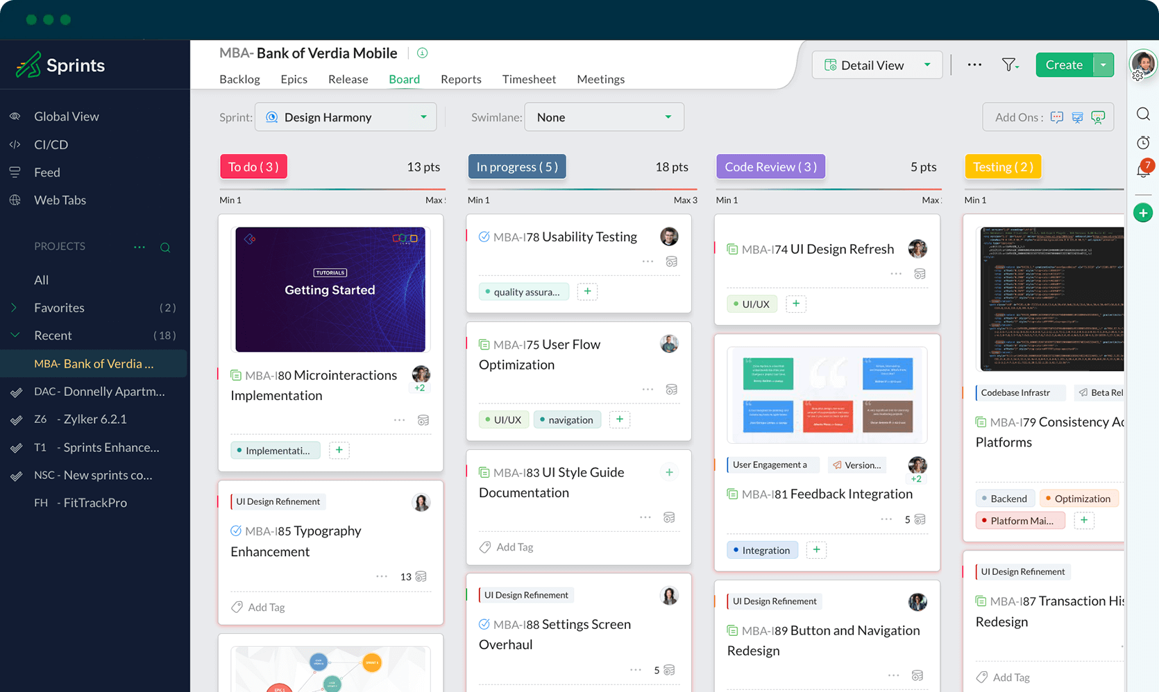 Agile Scrum - Zoho Sprints