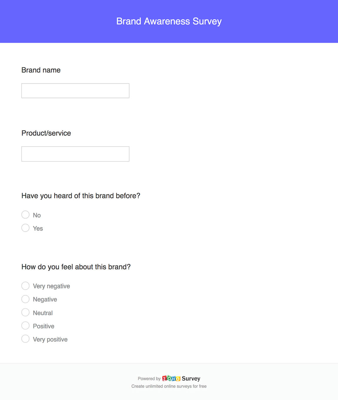 Brand Awareness Survey Readymade Questions and Template