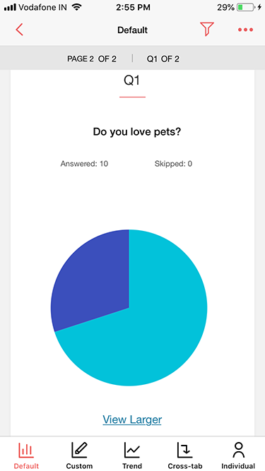 Survey iOS app default report