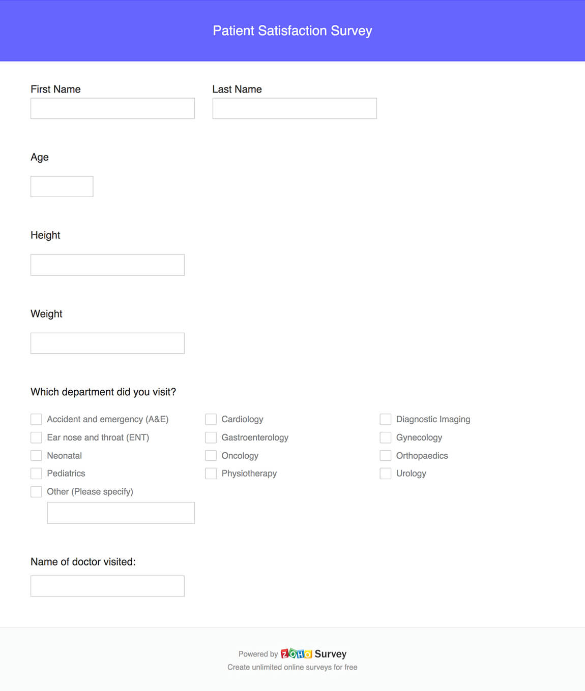 Patient Satisfaction Survey Questionnaire & Template - Zoho Survey