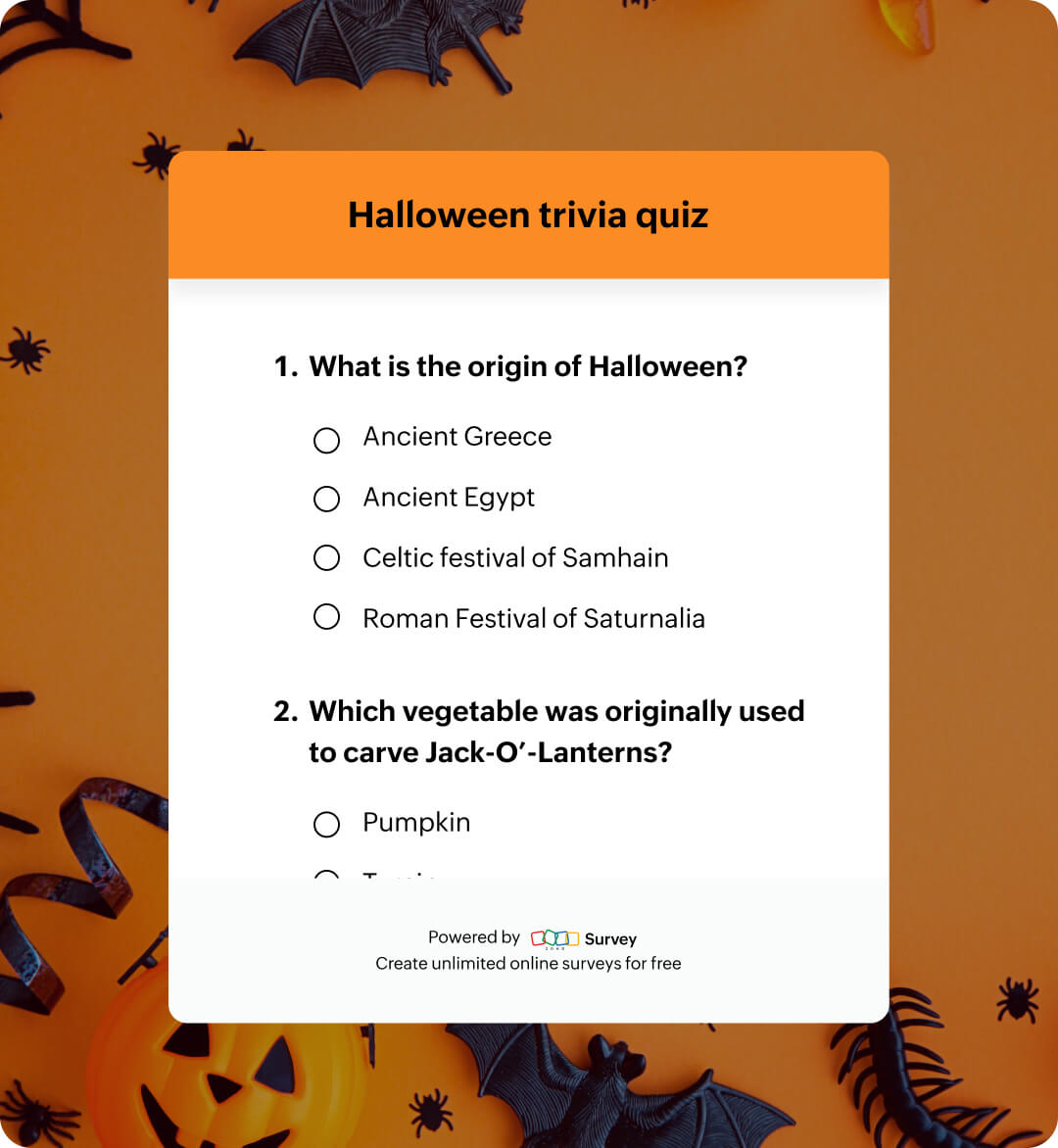 Halloween quiz Questionnarie Template