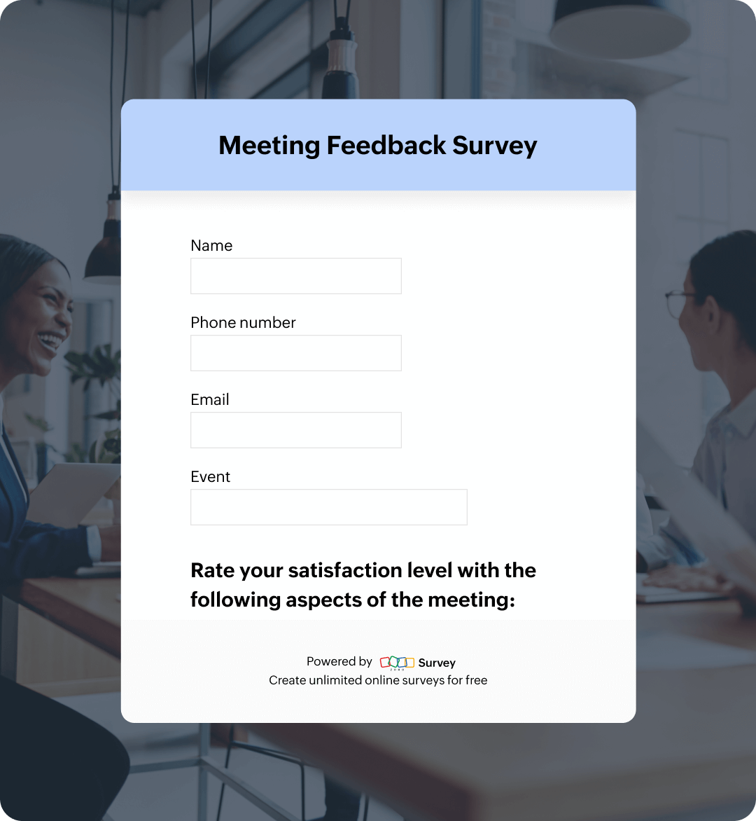 Meeting feedback survey questionnaire template