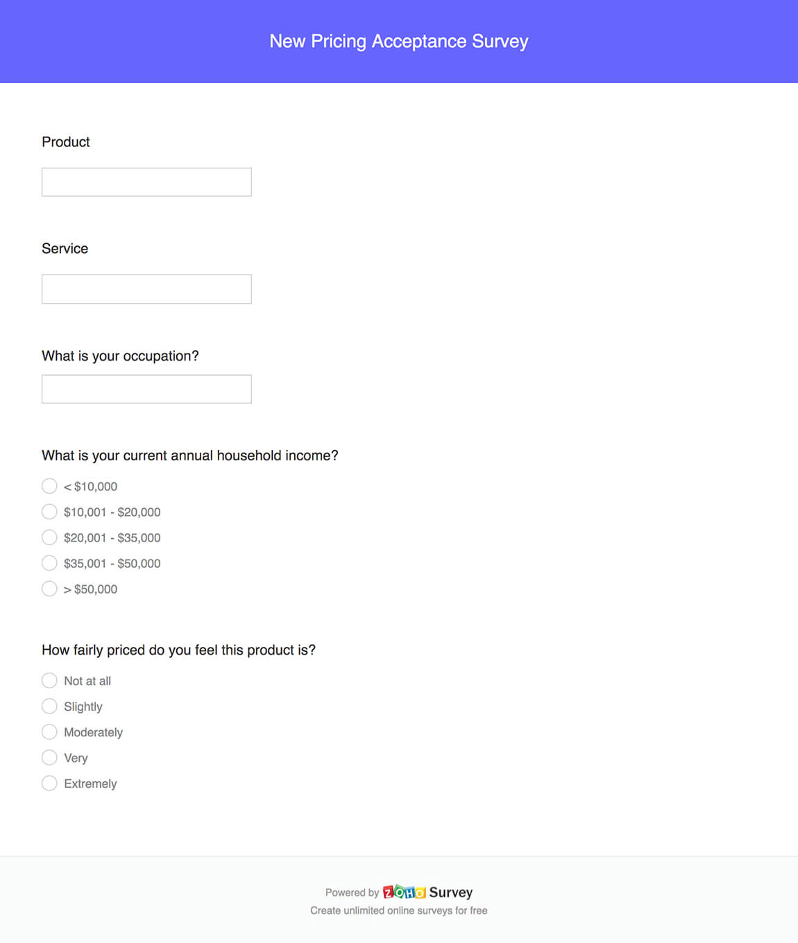 Place of purchase survey questionnaire template