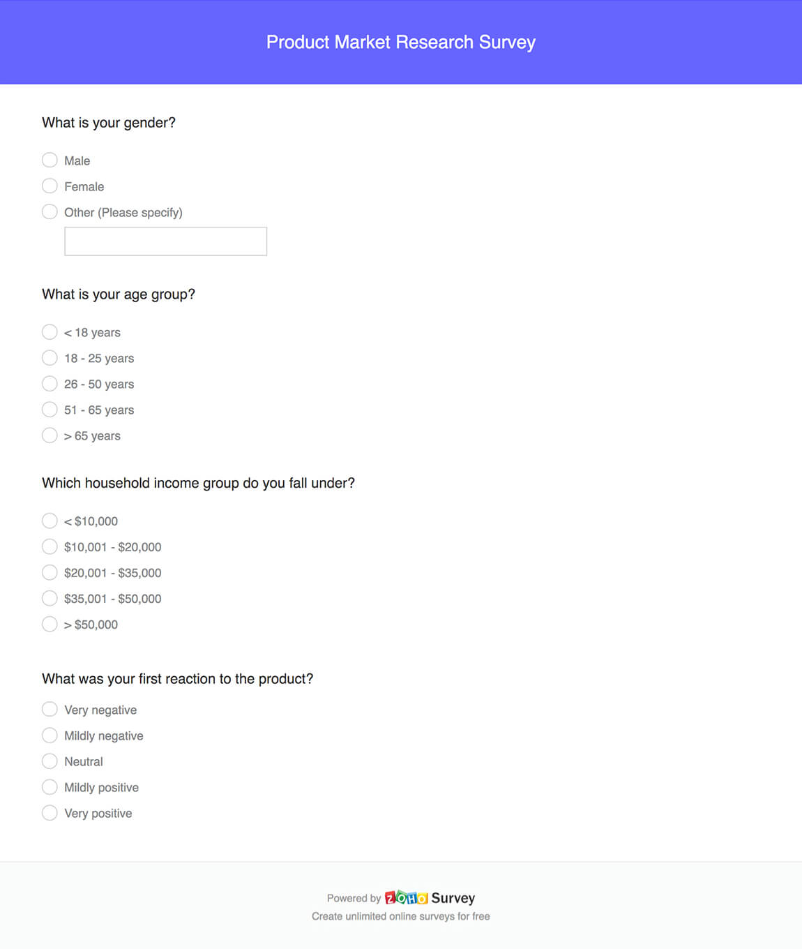 questionnaire format for market research