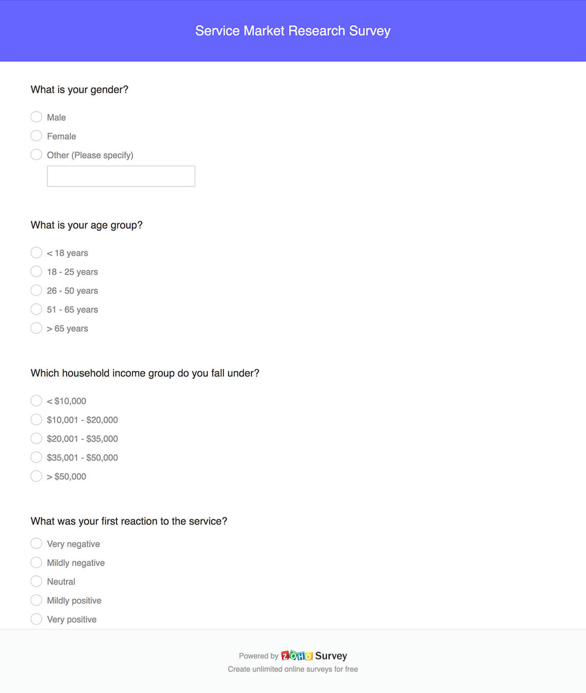 questionnaire examples for research