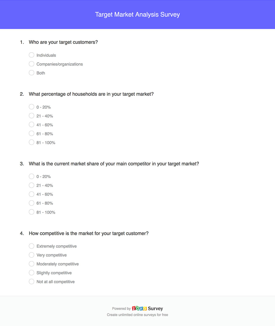 Target Market Analysis Survey Questionnaire Template Zoho Survey