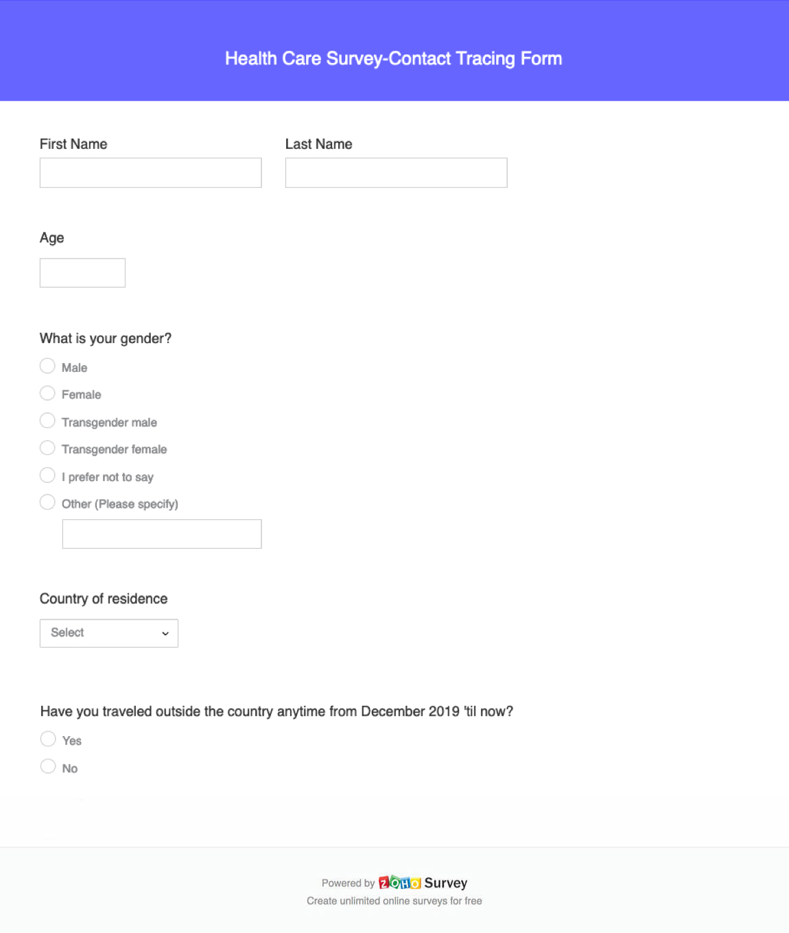 Contact Tracing Form