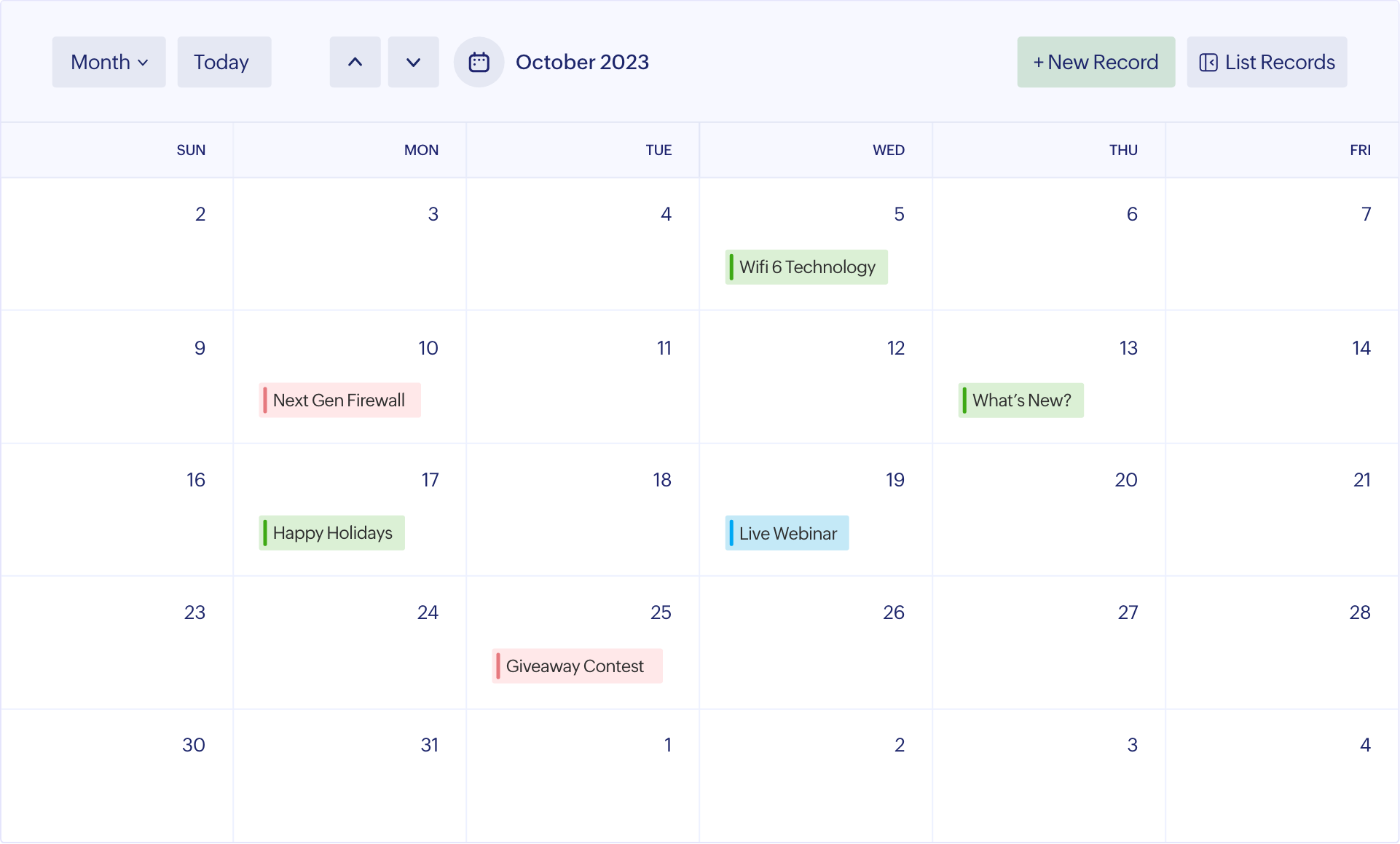 Calendar view