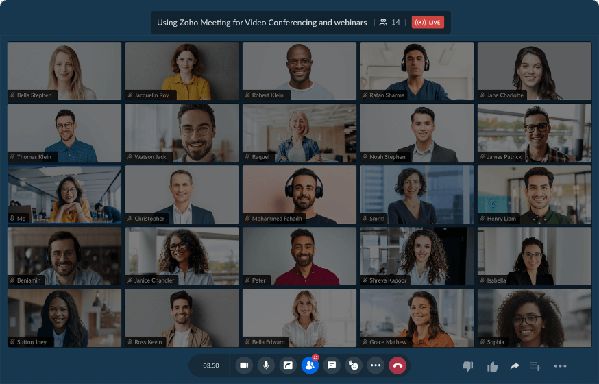 Host webinars with Zoho Webinars live streaming platform