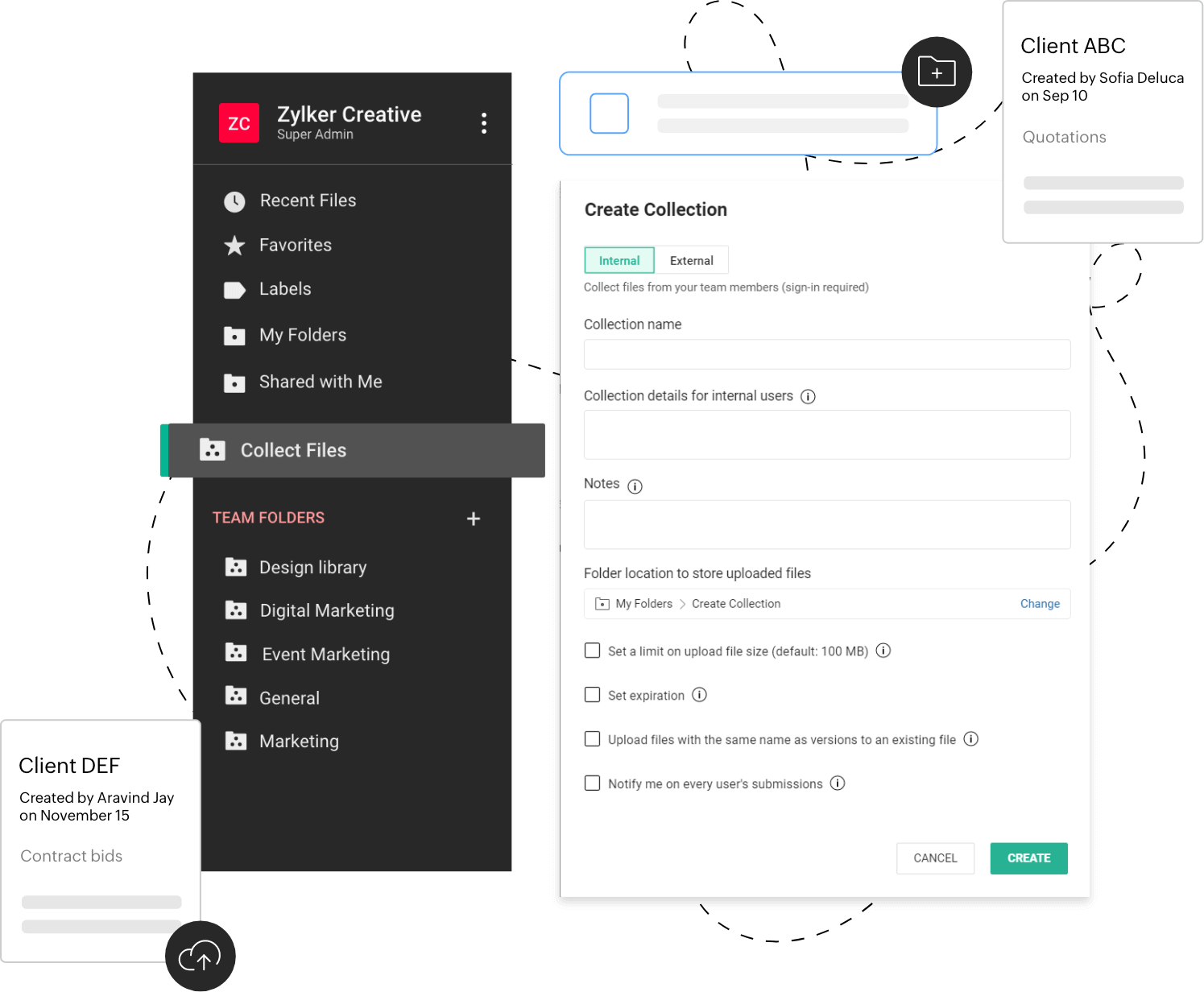 Create custom upload links