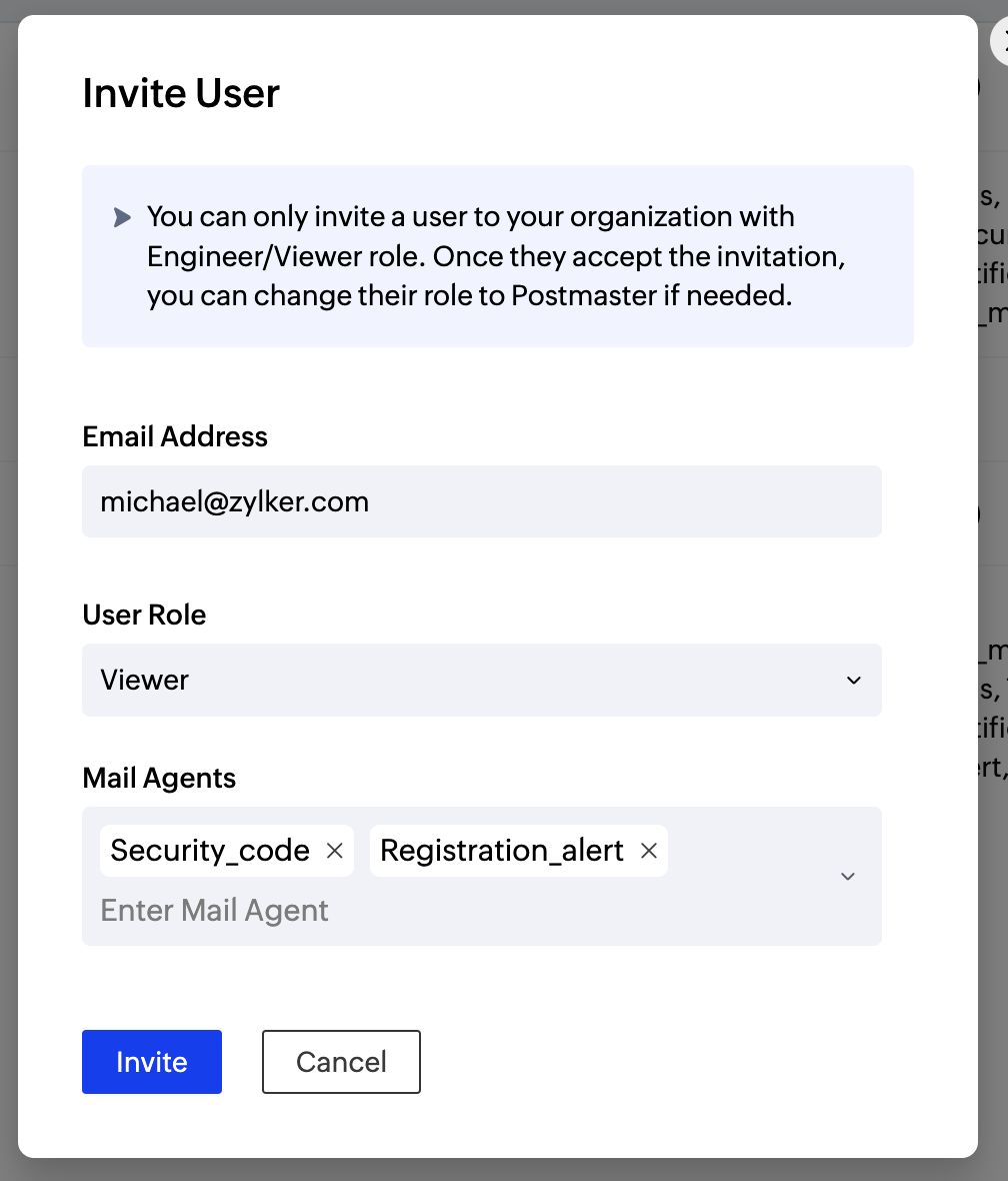 UI screenshot of inviting users