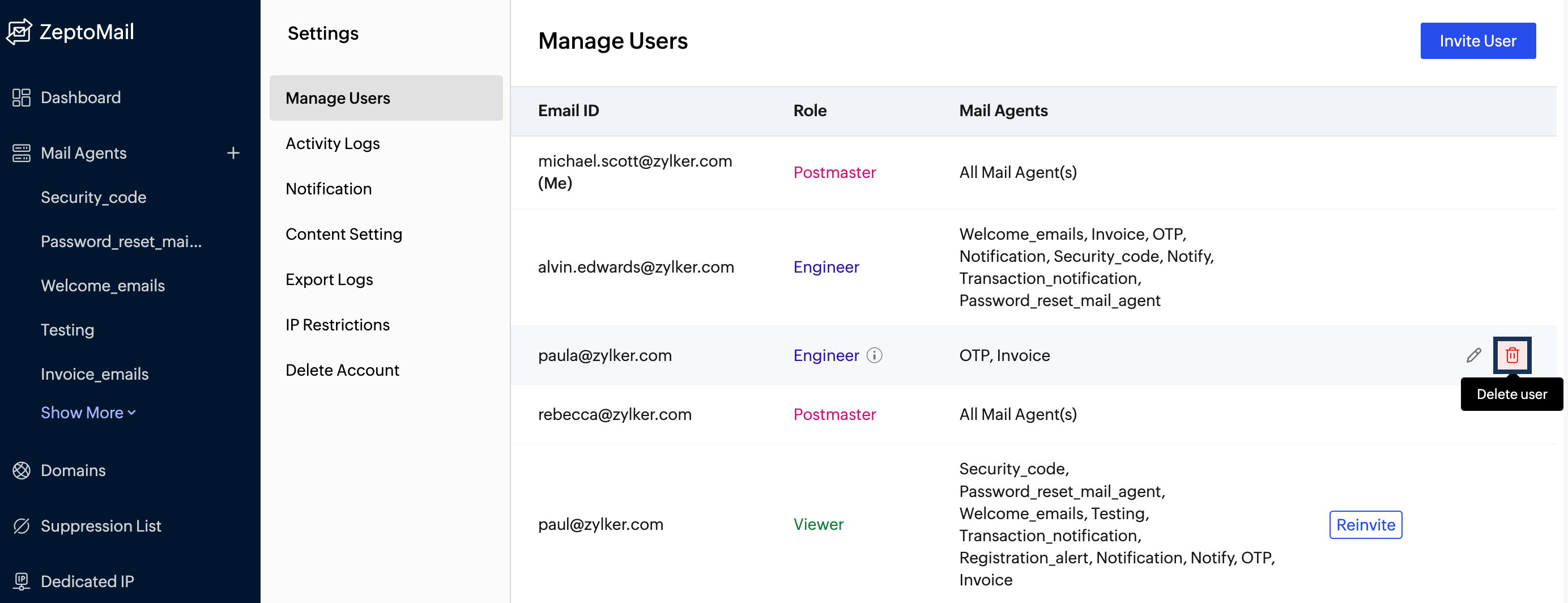 UI screenshot of delete icon