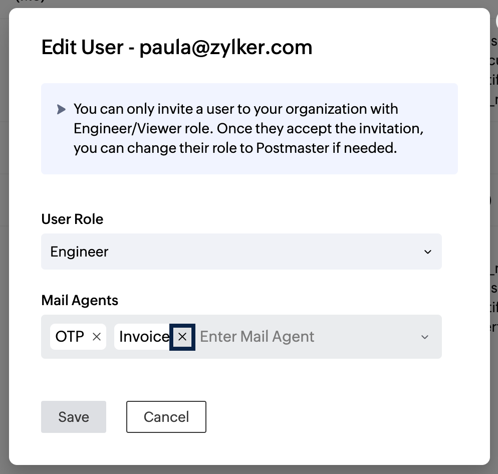 UI screenshot of removing user