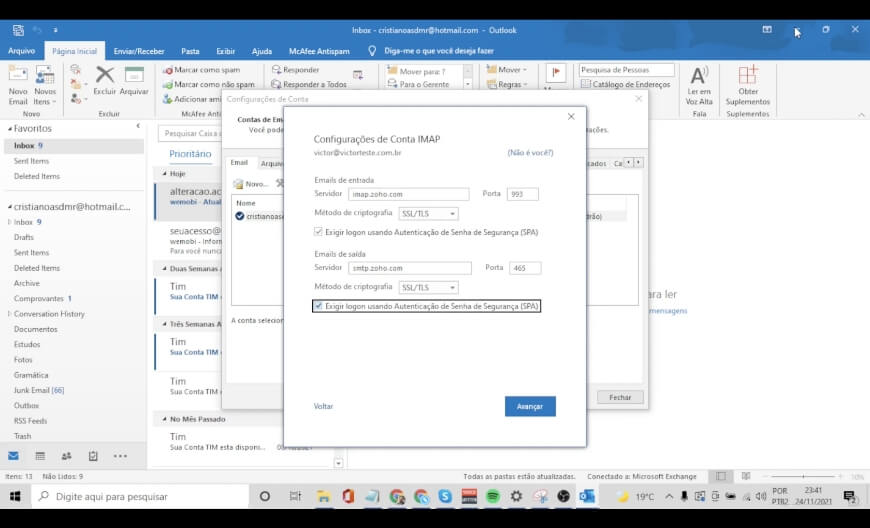 Configurar IMAP Outlook